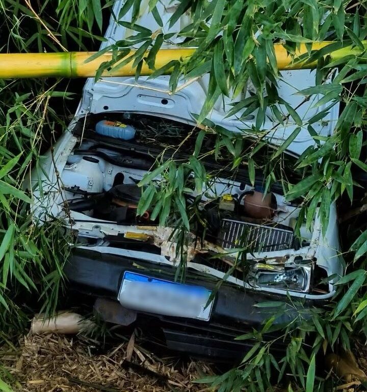 Carro furtado no estacionamento de centro de compras é abandonado na zona rural