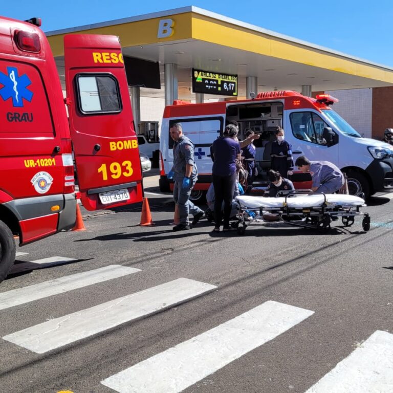 Motociclista fica ferida após motorista avançar sinal de pare em cruzamento de Marília