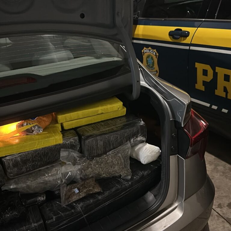 PRF apreende quase 350 quilos de maconha em carro na BR-153 em Marília