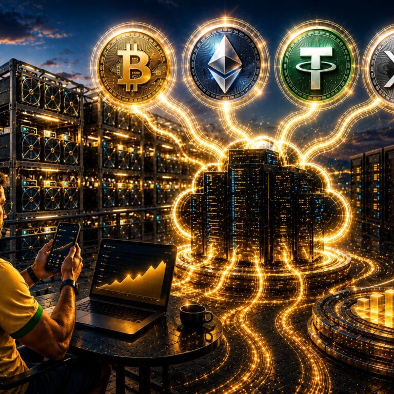 Além do preço da criptomoeda, de onde vem o fluxo de caixa? Os detentores brasileiros de BTC, ETH e USDT usam a FTMINING para obter renda passiva estável.